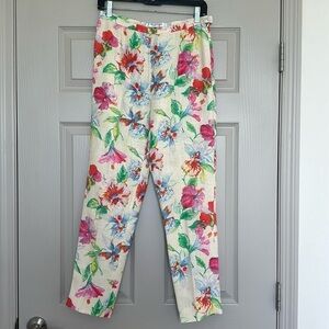MaxMara Women’s Slightly Tapered linen pants Beige Color Floral Print Size 8
